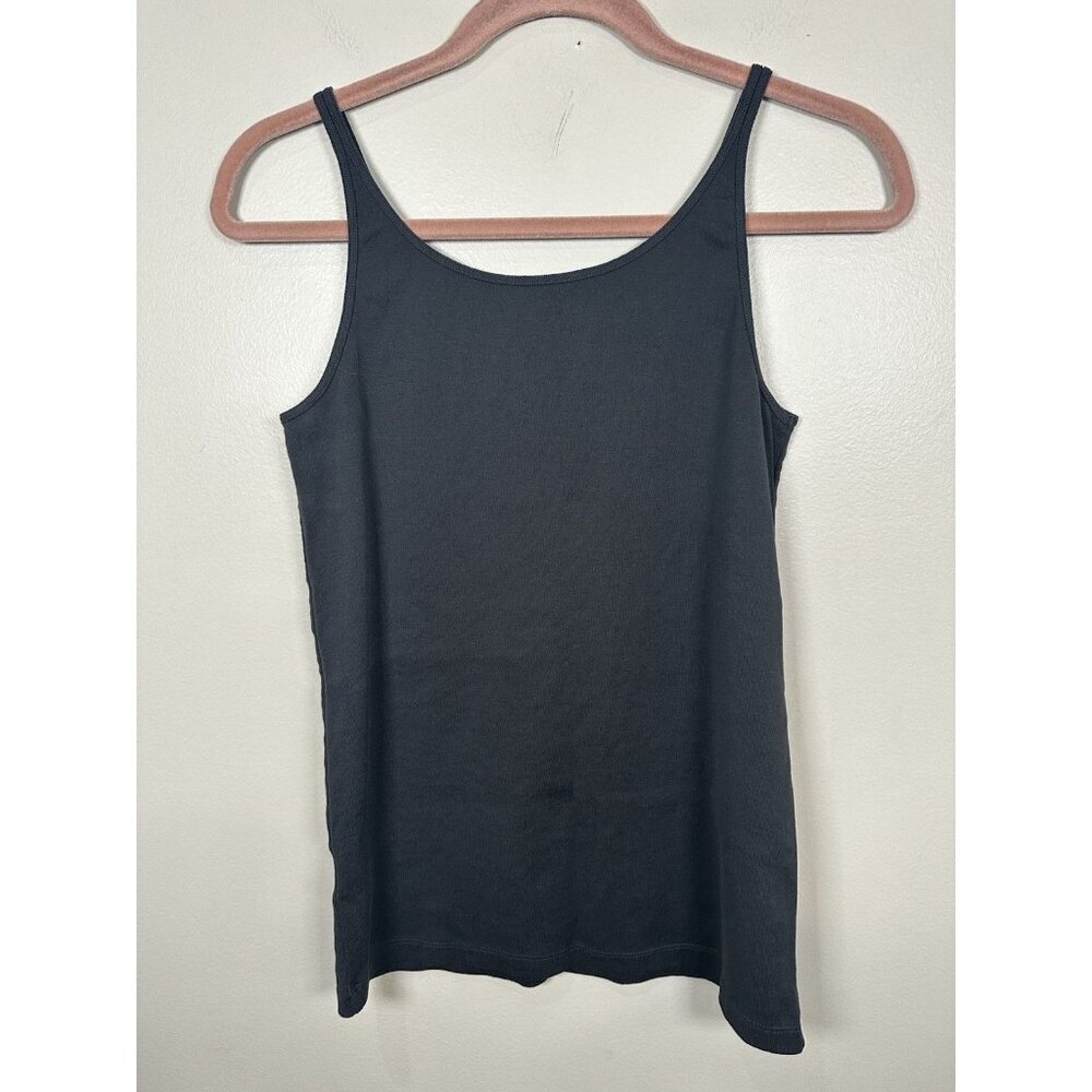 EILEEN FISHER Tank Top Size Large Stretch Organic Cotton Scoop Neck Black USA - Picture 6 of 6